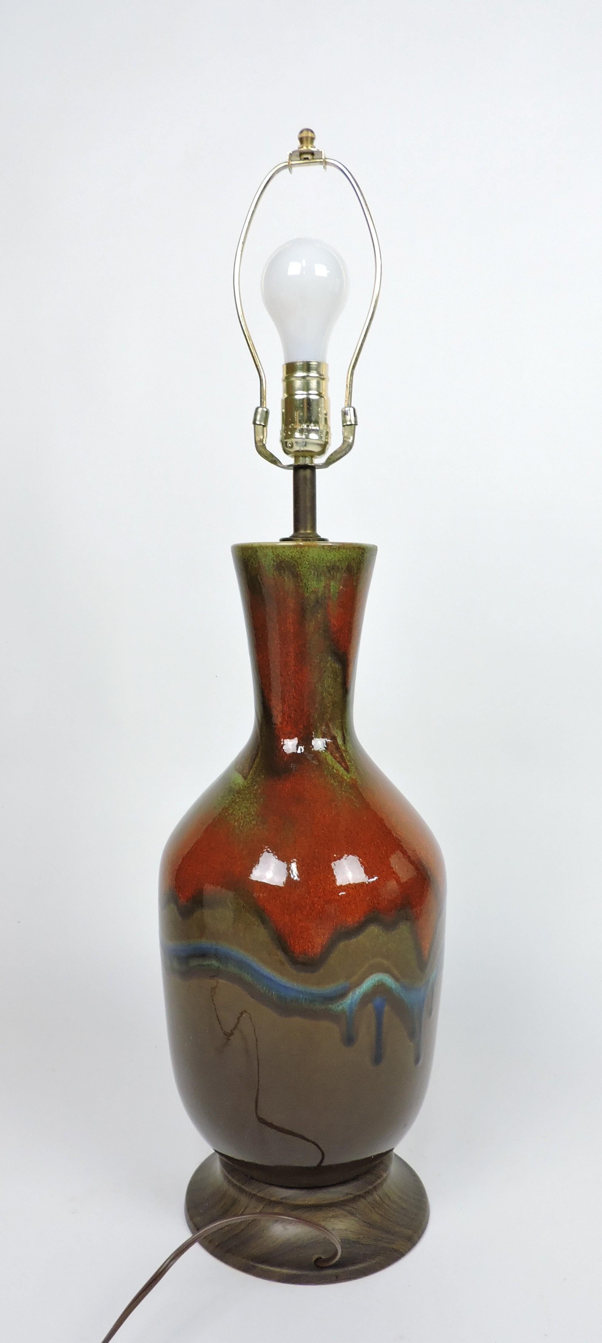 Mid-Century Modern Mid Century Modern Drip Glaze Ceramic Table Lamp For Sale