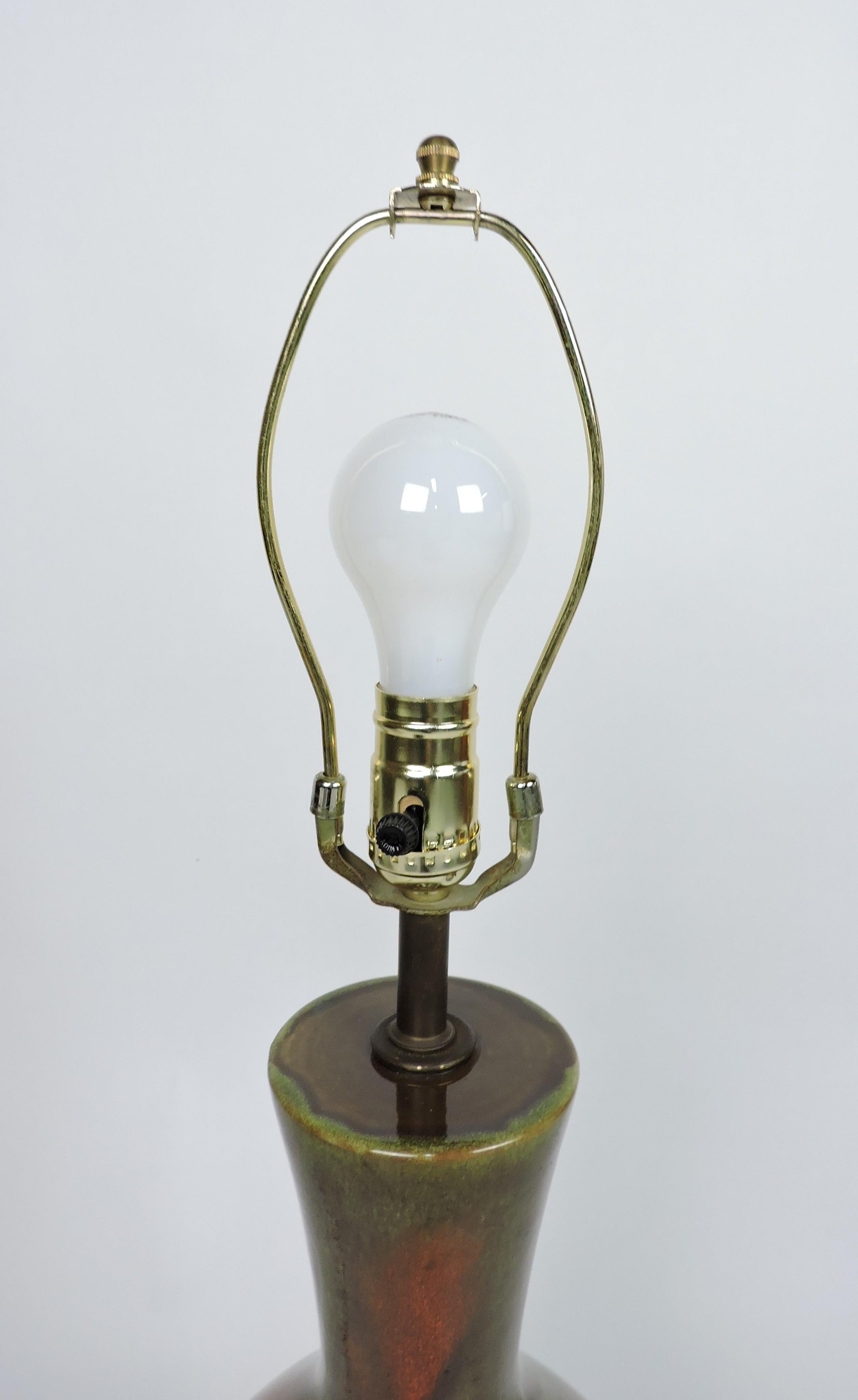 American Mid Century Modern Drip Glaze Ceramic Table Lamp For Sale