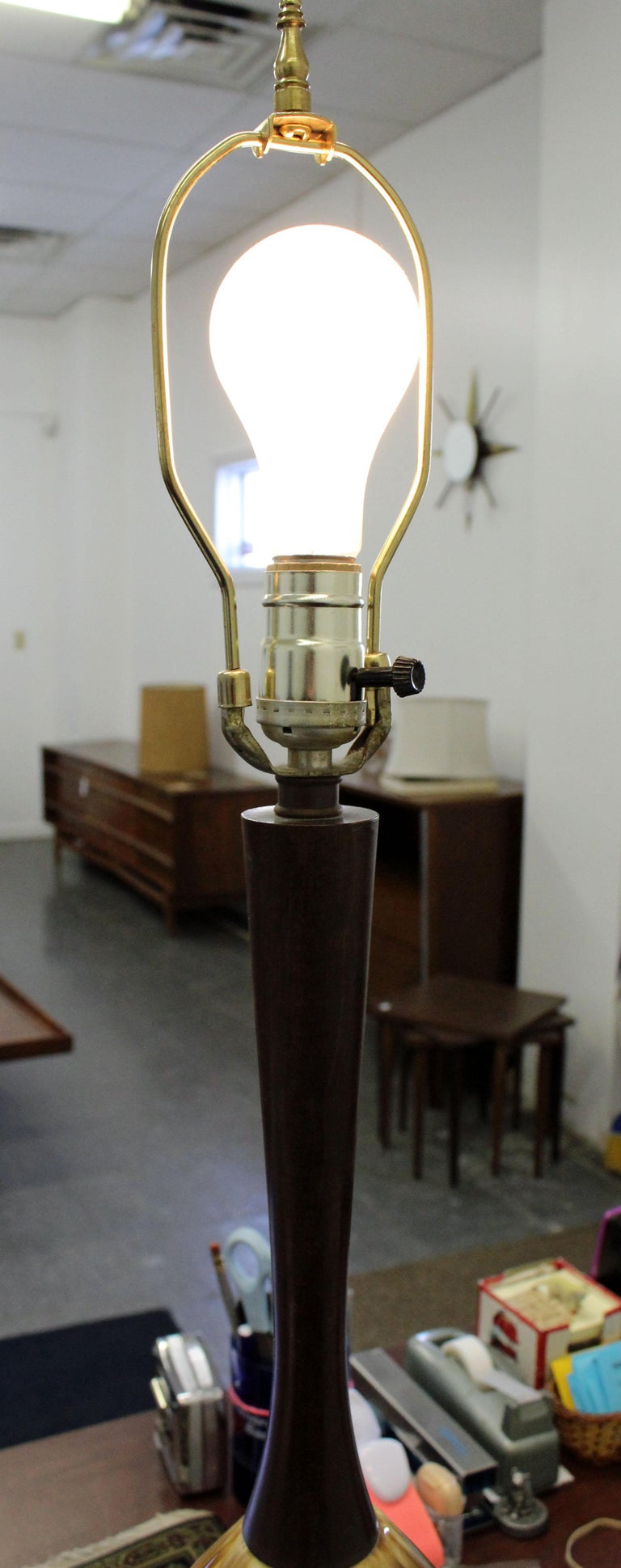 Mid-Century Modern Drip Glaze Ceramic Walnut Table Lamp ...