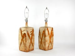 Mid-Century Modern Drip Glaze Pottery Lamps