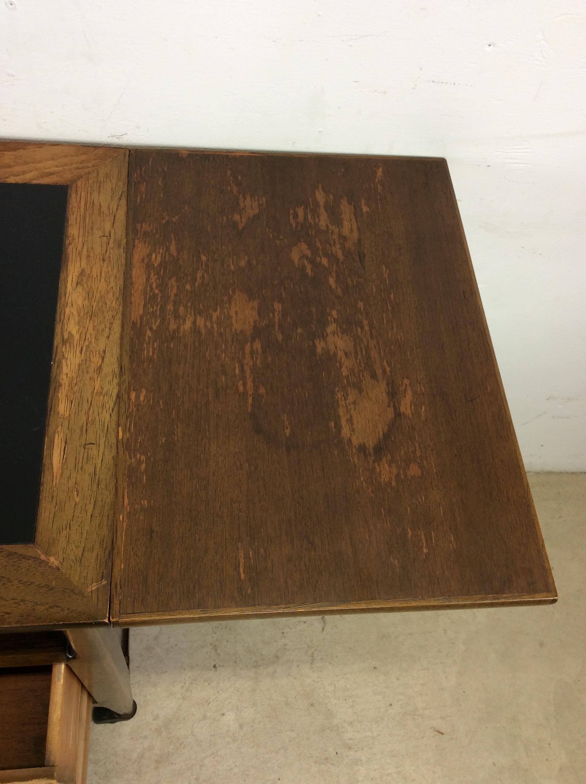 Mid Century Modern Drop Leaf Bar Cart with Cabinet & 2 Drawers For Sale 9