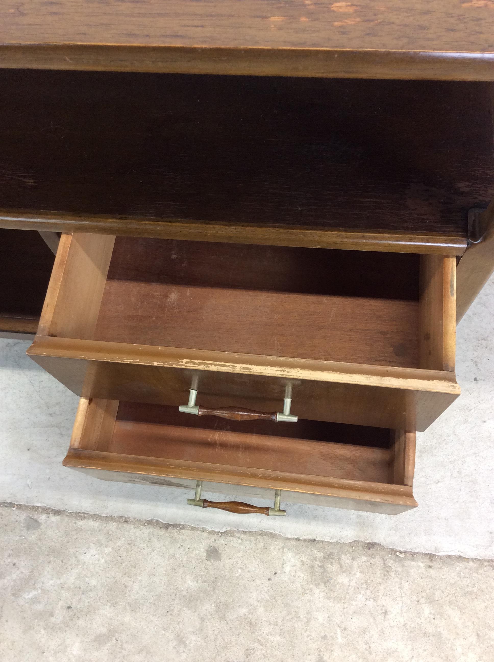 Mid Century Modern Drop Leaf Bar Cart with Cabinet & 2 Drawers For Sale 10