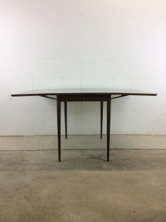 Mid-Century Modern Drop Leaf Dining Table with 3 Leafs