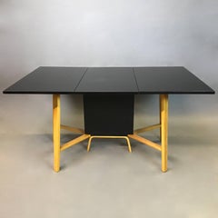 Mid-Century Modern Drop-Leaf Two-Tone Bentwood Dining Table