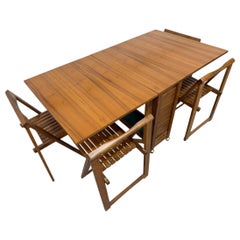 Mid-Century Modern Drop Leaf Walnut Dining Table & Chairs