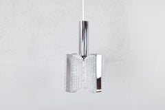 Mid-Century Modern Drum Textured Glass Chandelier from Kaiser Leuchen, Germany