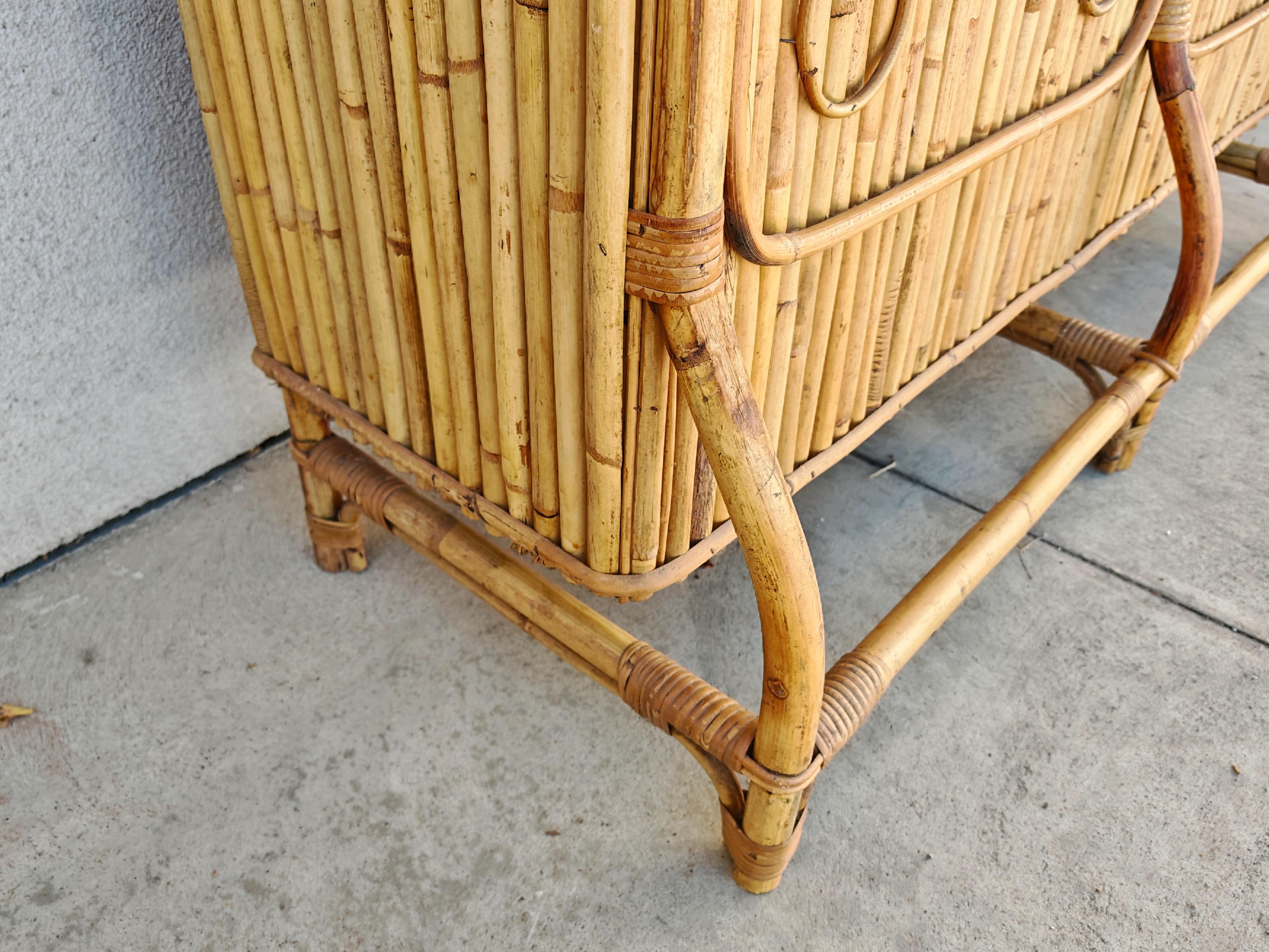 Mid-Century Modern Mid Century Modern Dry Bar done in bamboo, design attr. to Tito Agnoli For Sale