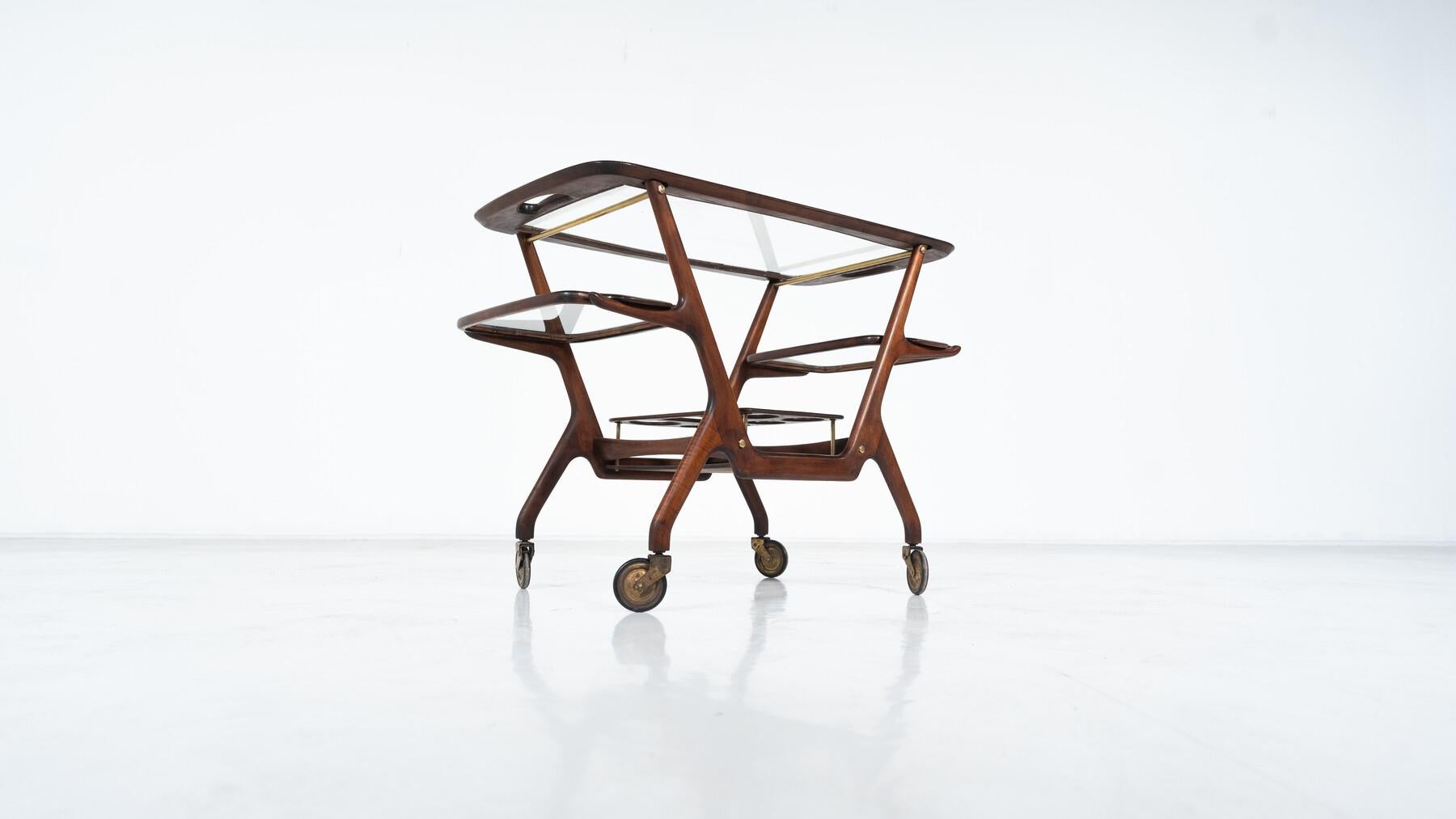 Mid-Century Modern Dry Bar/ Trolley by Cesare Lacca, Italy, 1950s For Sale 11