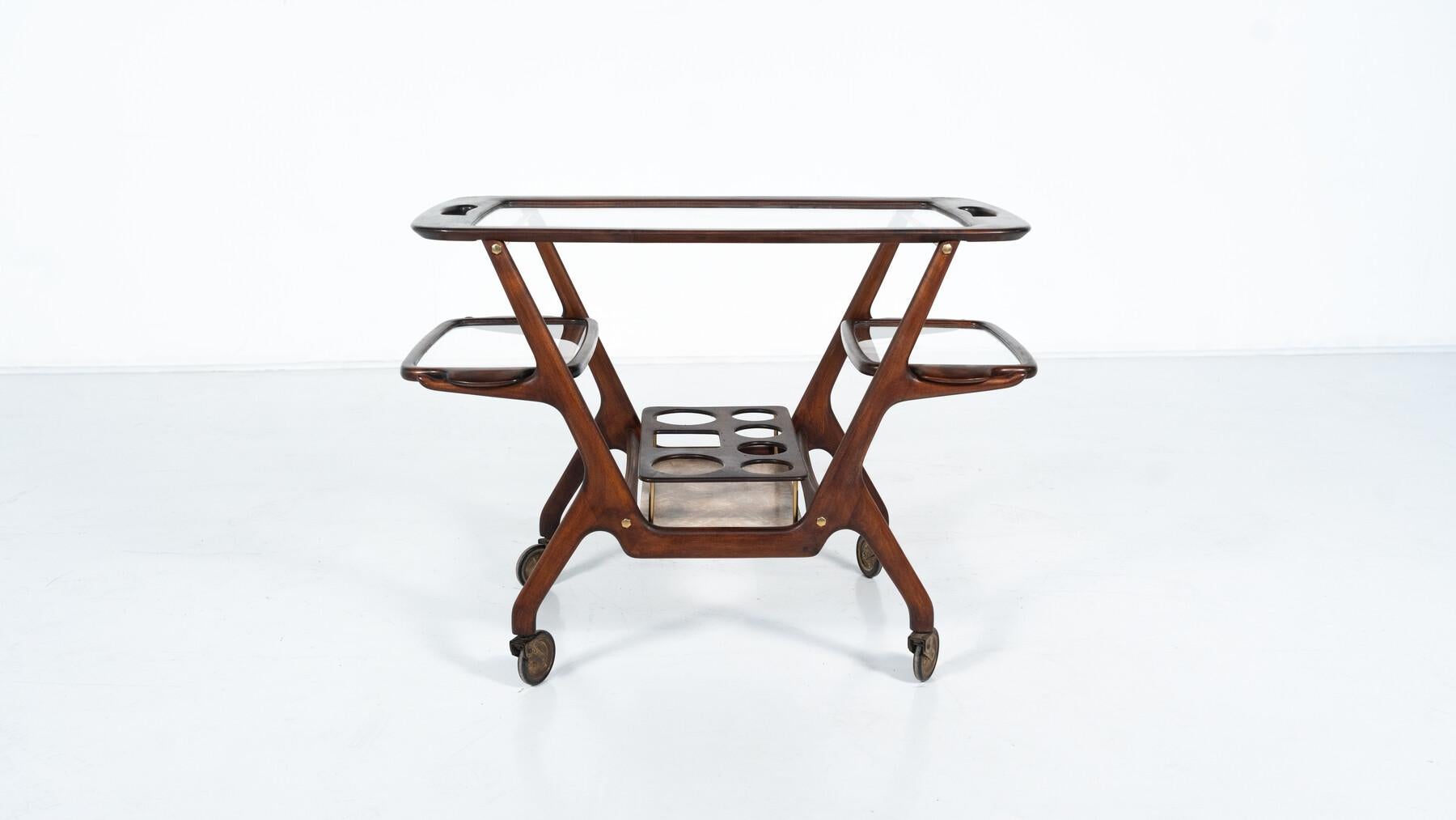 Mid-Century Modern Dry Bar/ Trolley by Cesare Lacca, Italy, 1950s In Good Condition For Sale In Brussels, BE