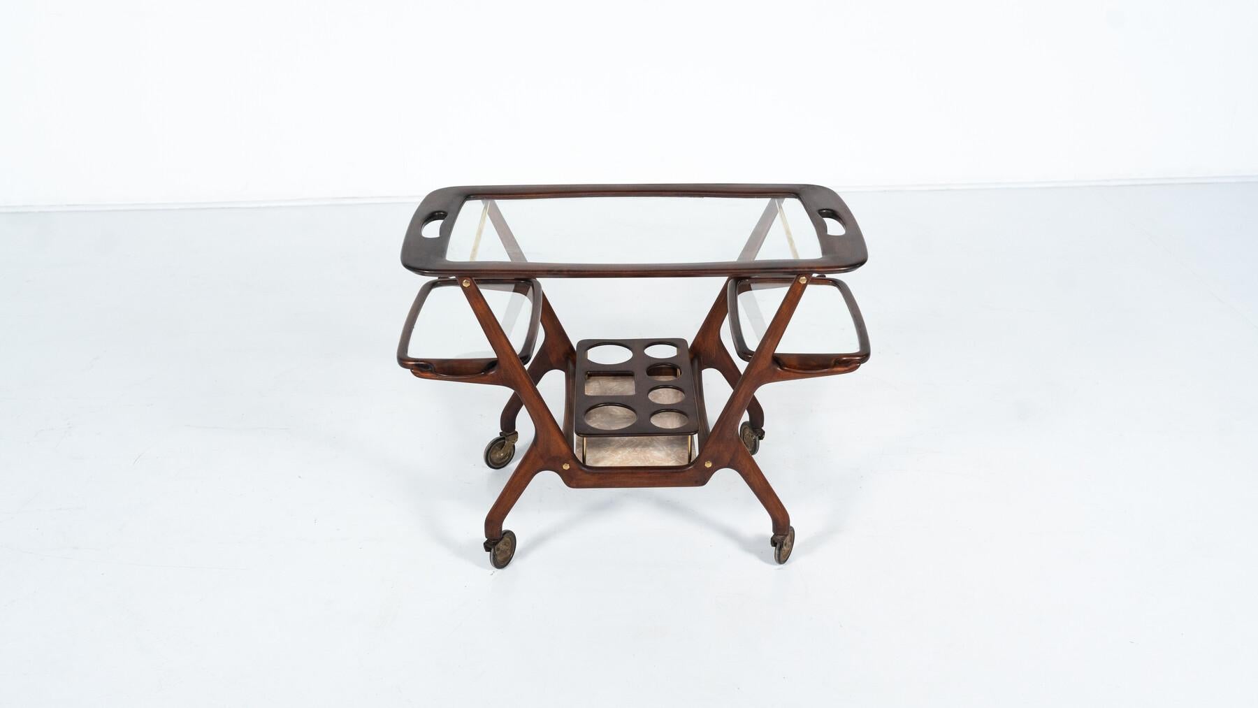 20th Century Mid-Century Modern Dry Bar/ Trolley by Cesare Lacca, Italy, 1950s For Sale