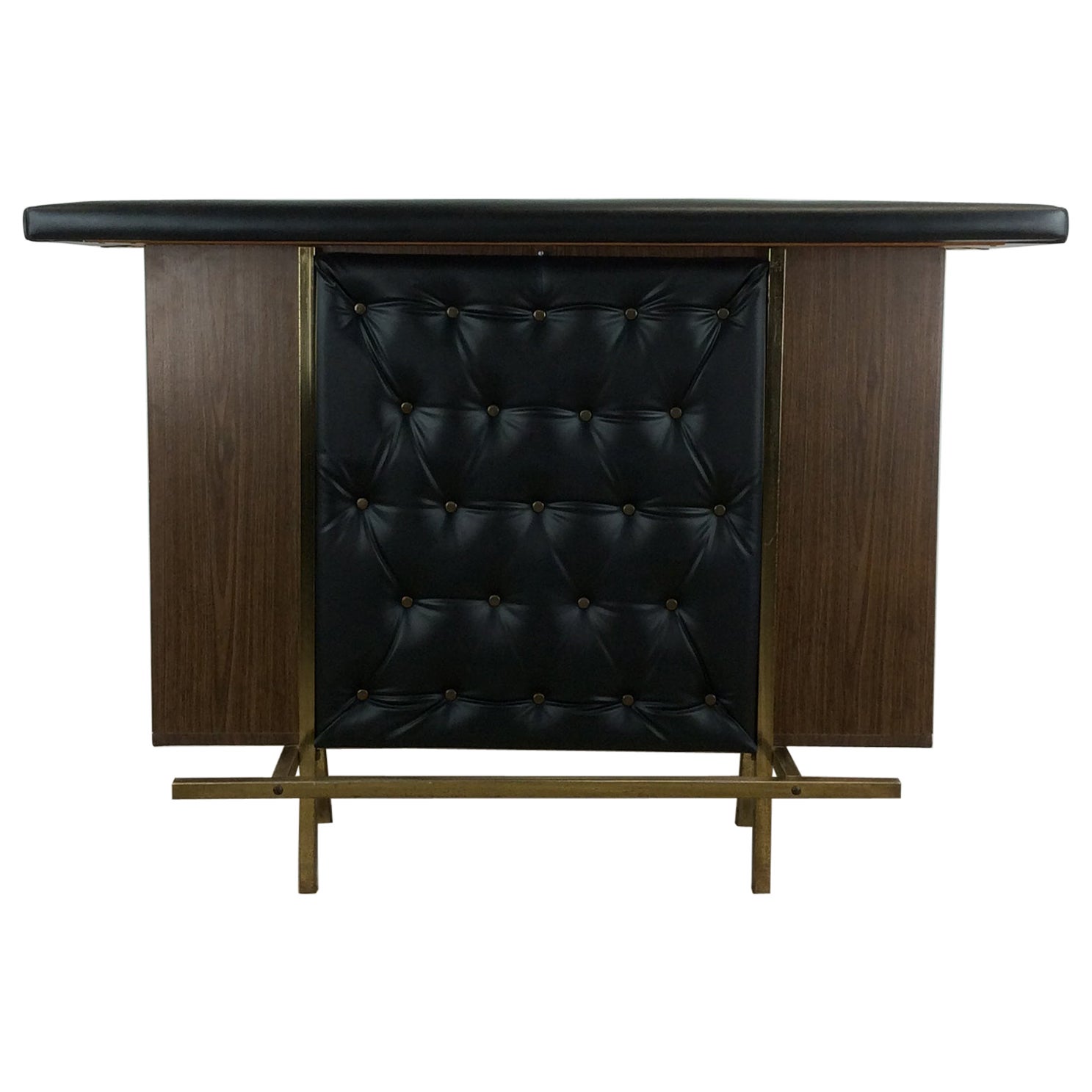 Mid Century Modern Dry Bar with Black Tufted Vinyl