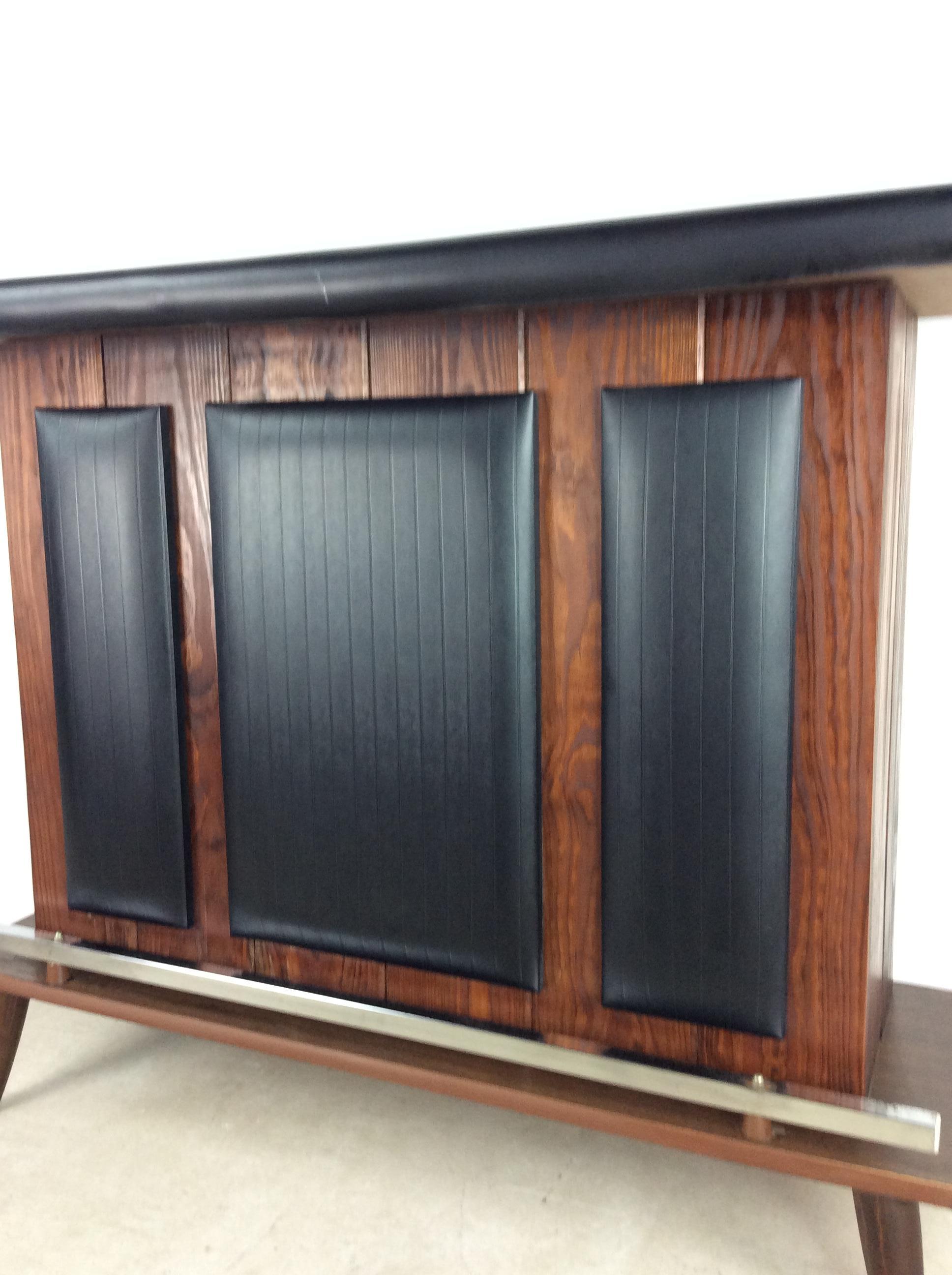Mid-Century Modern Dry Bar with Black Vinyl Accents 6
