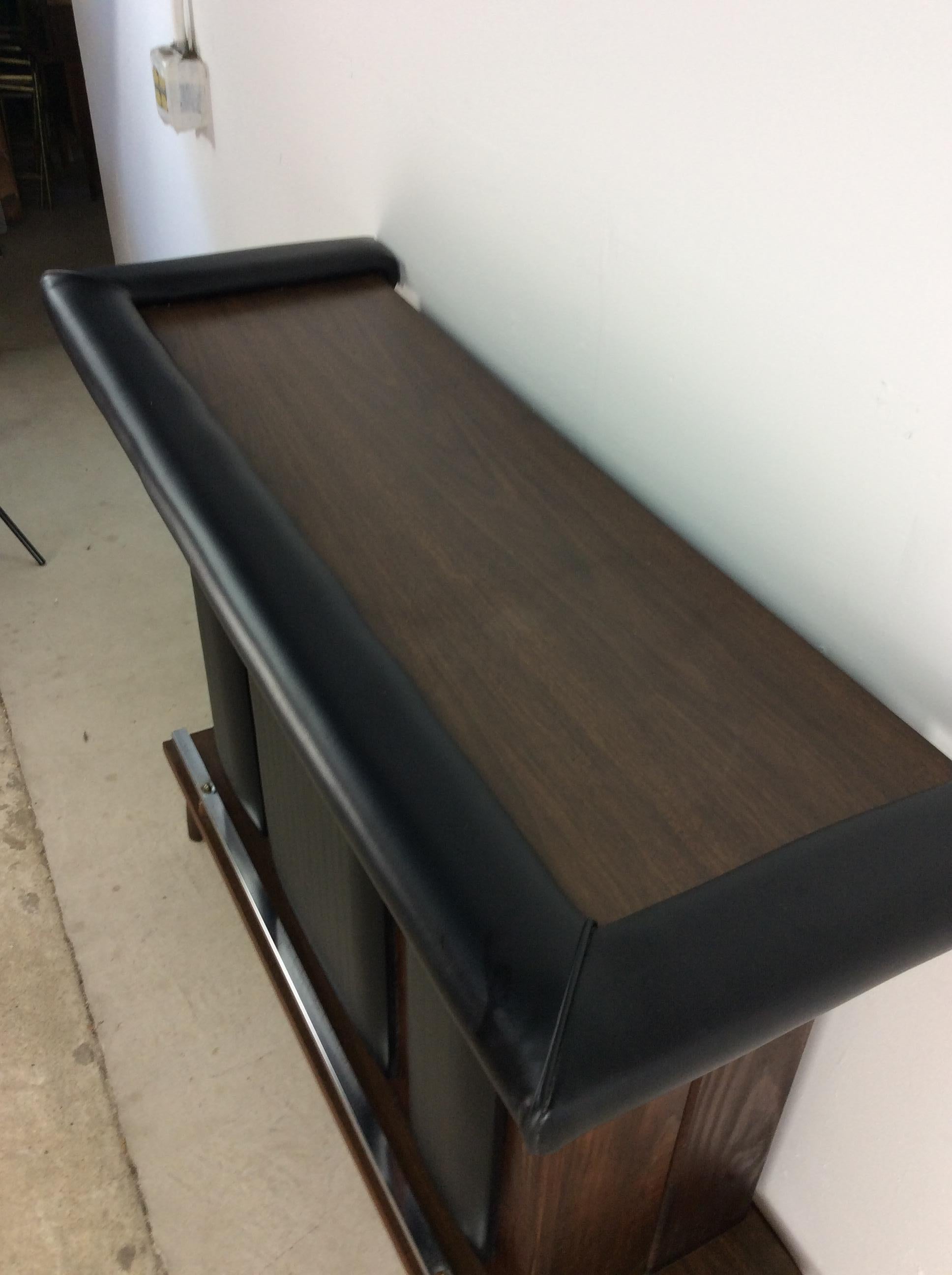 Mid-Century Modern Dry Bar with Black Vinyl Accents 1