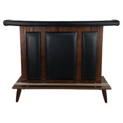 Vintage Mid-Century Modern Dry Bar with Black Vinyl Accents