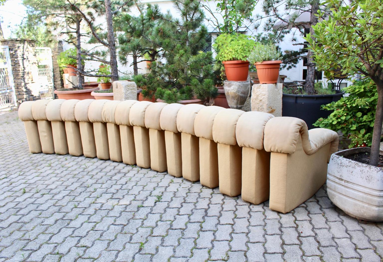 Mid-Century Modern DS-600 Nonstop 16 Section Vintage Beige Suede Leather Sofa 8