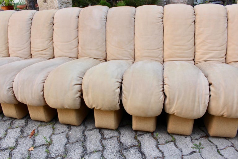 Mid Century Modern Ds 600 Nonstop 16 Section Vintage Beige Suede