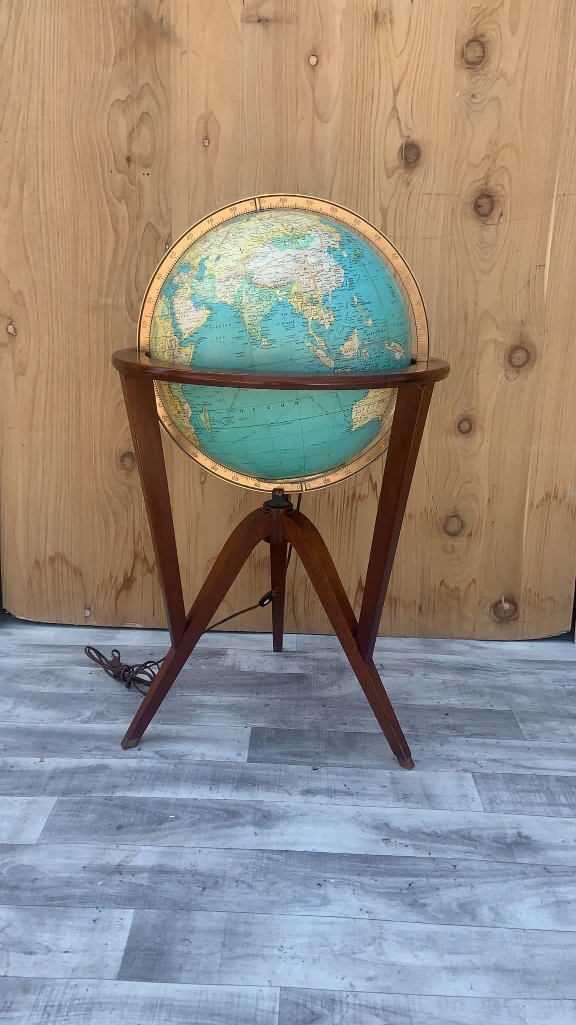 Brass Mid Century Modern Dunbar Illuminated Floor Globe by Edward Wormley