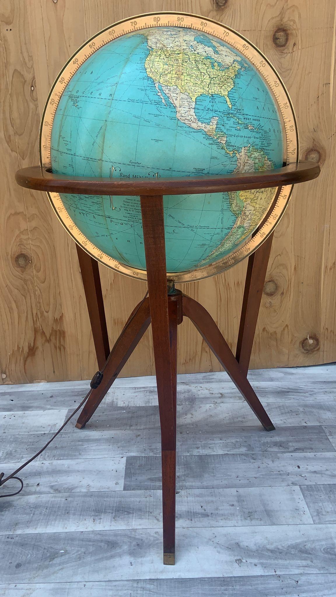 Mid Century Modern Dunbar Illuminated Floor Globe by Edward Wormley 1