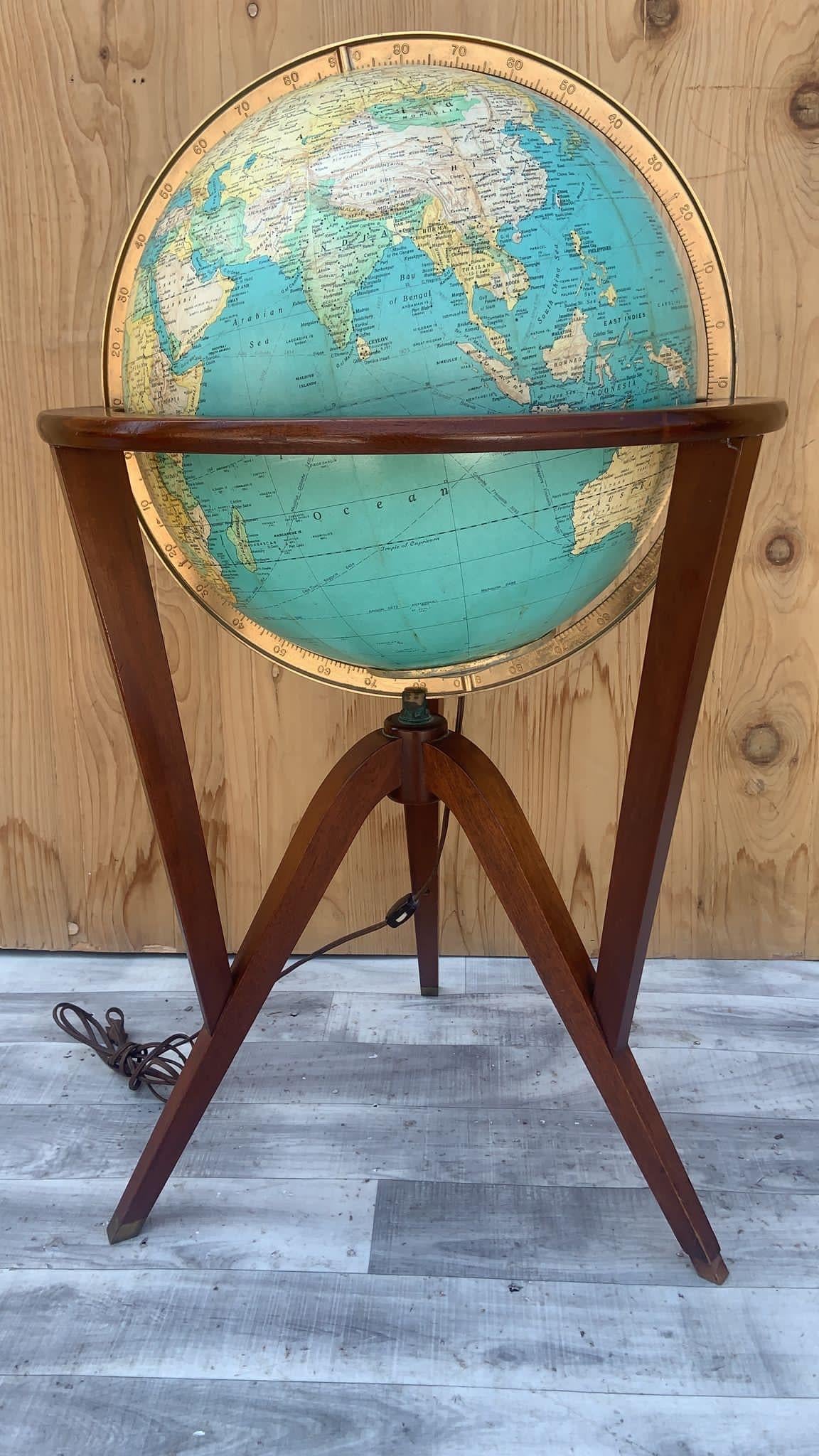 Mid Century Modern Dunbar Illuminated Floor Globe by Edward Wormley 2