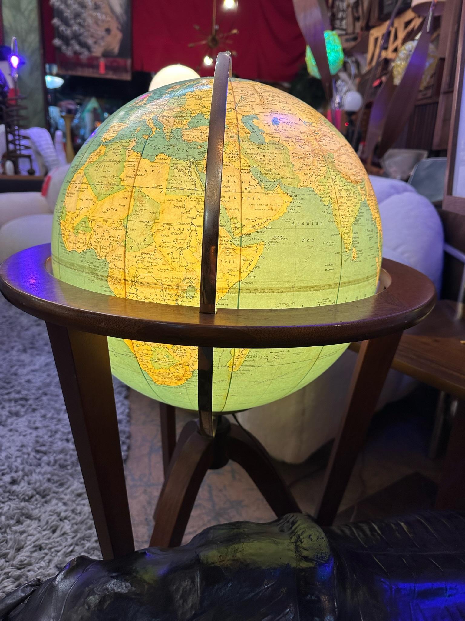 Mid Century Modern Dunbar Illuminated Floor Globe by Edward Wormley 3