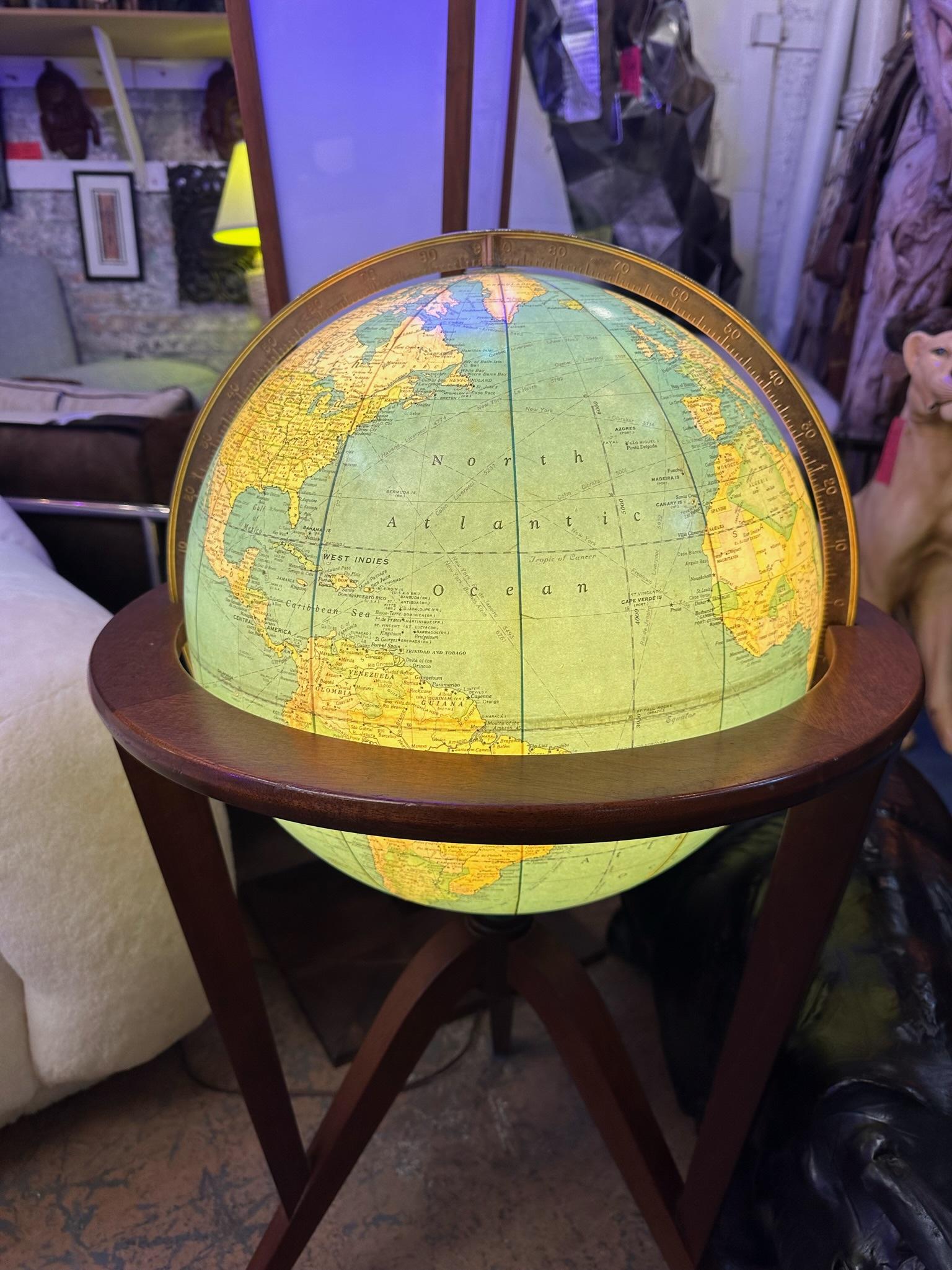 Mid Century Modern Dunbar Illuminated Floor Globe by Edward Wormley 4