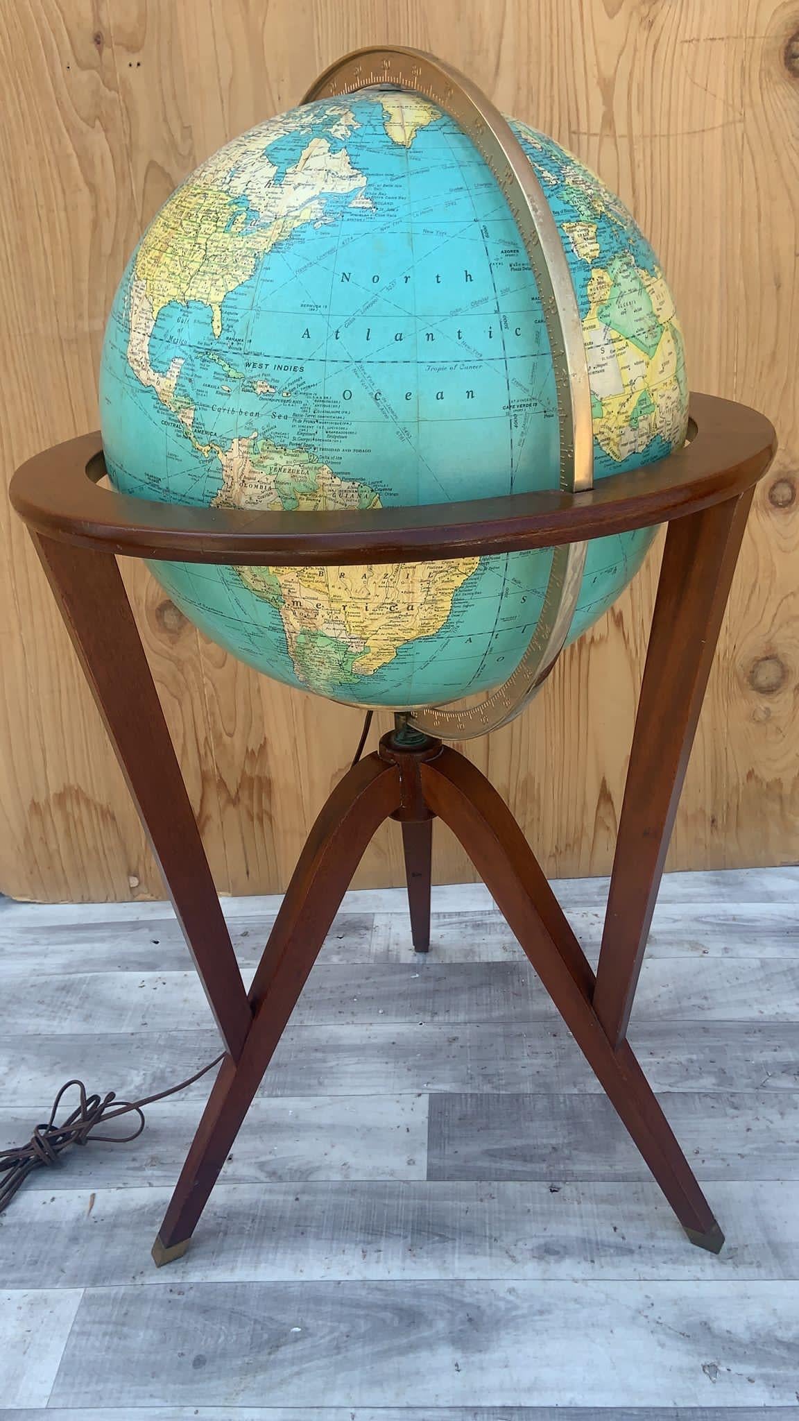 Mid-Century Modern Mid Century Modern Dunbar Illuminated Floor Globe by Edward Wormley