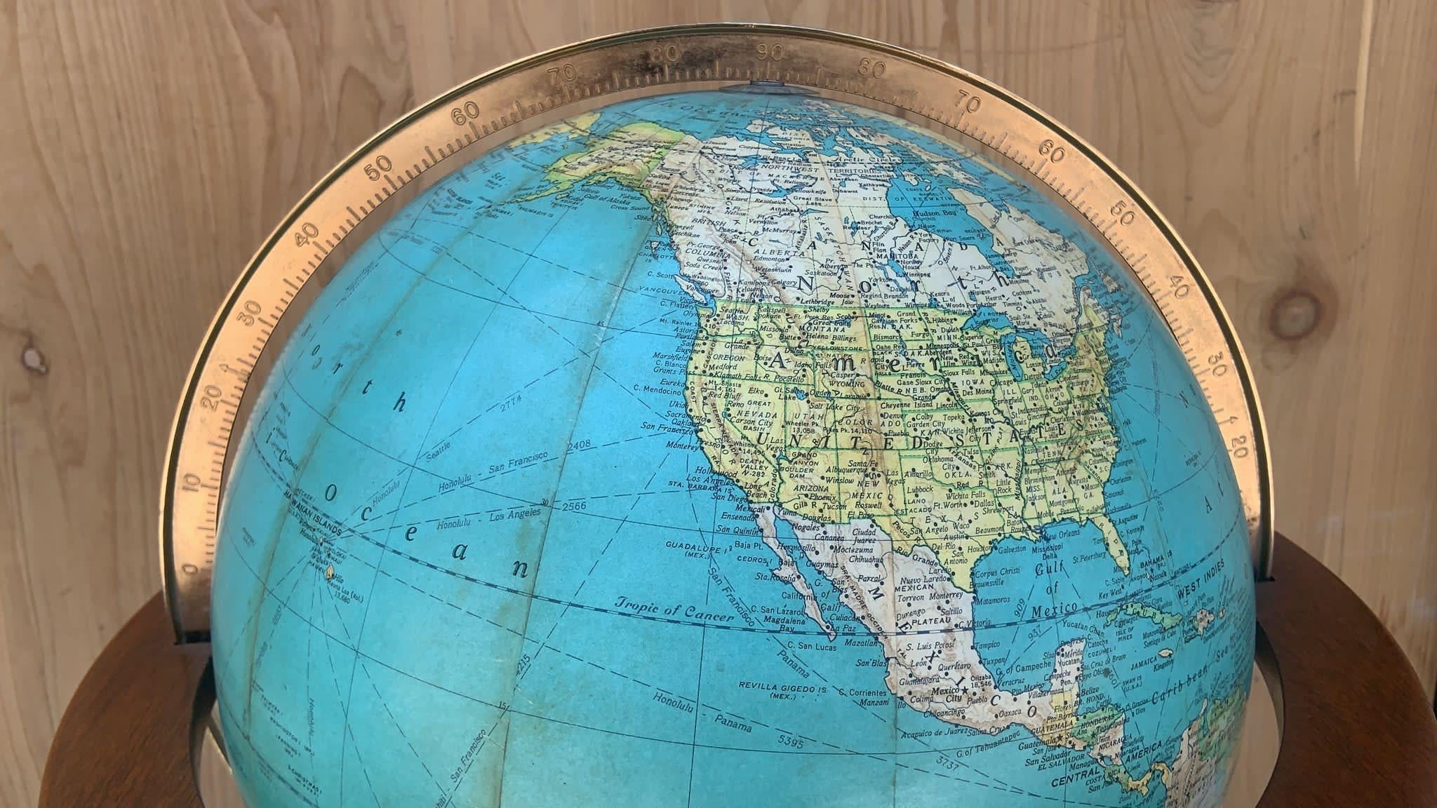 Hand-Crafted Mid Century Modern Dunbar Illuminated Floor Globe by Edward Wormley