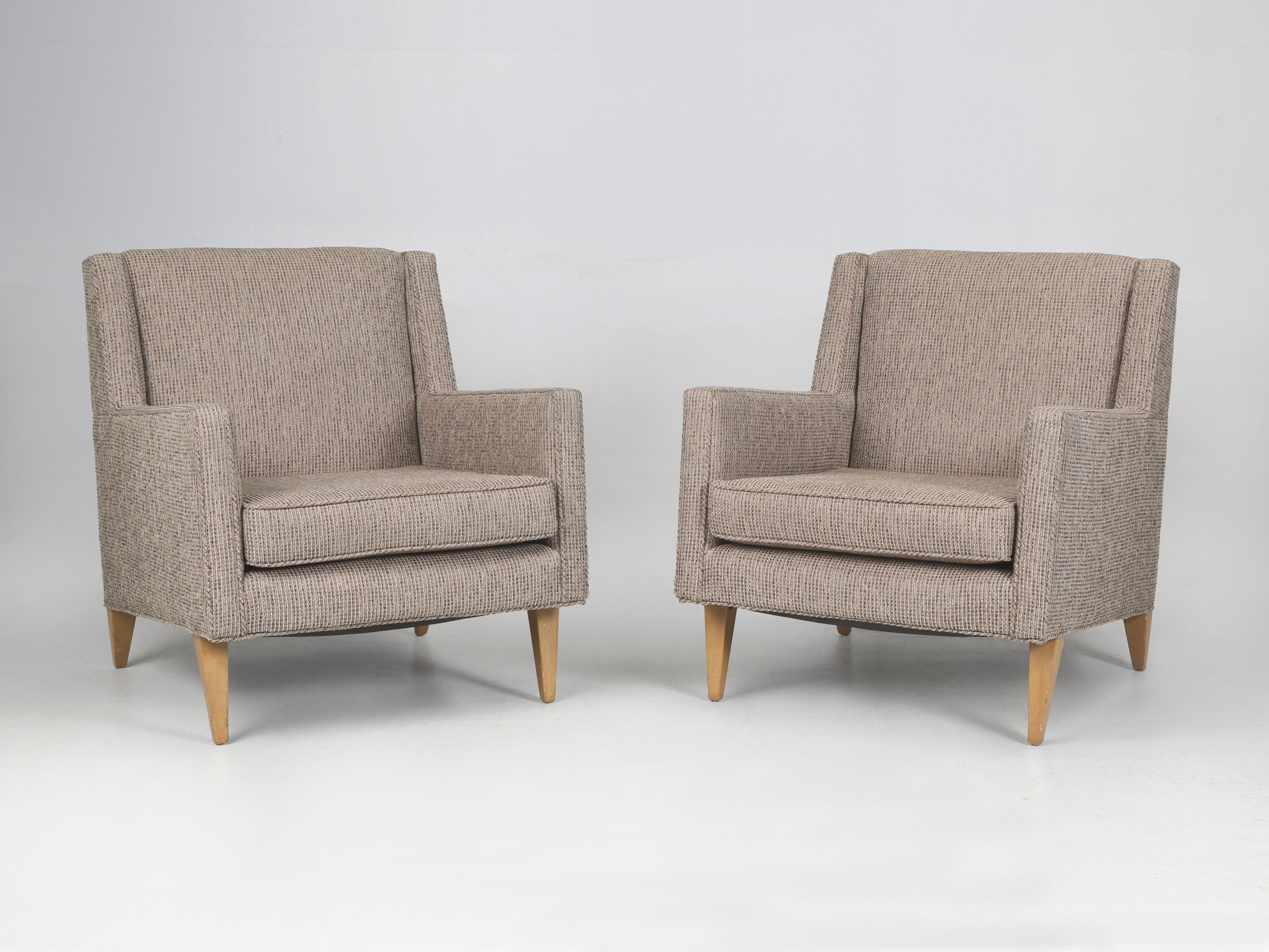 Mid-Century Modern Dunbar Pair of Bergère Chairs Extremely Comfortable and in Remarkable Condition. We just received an entire Living Room and DIning Room full of Dunbar Furniture from a 96-year old woman who kept her home in impeccable condition.