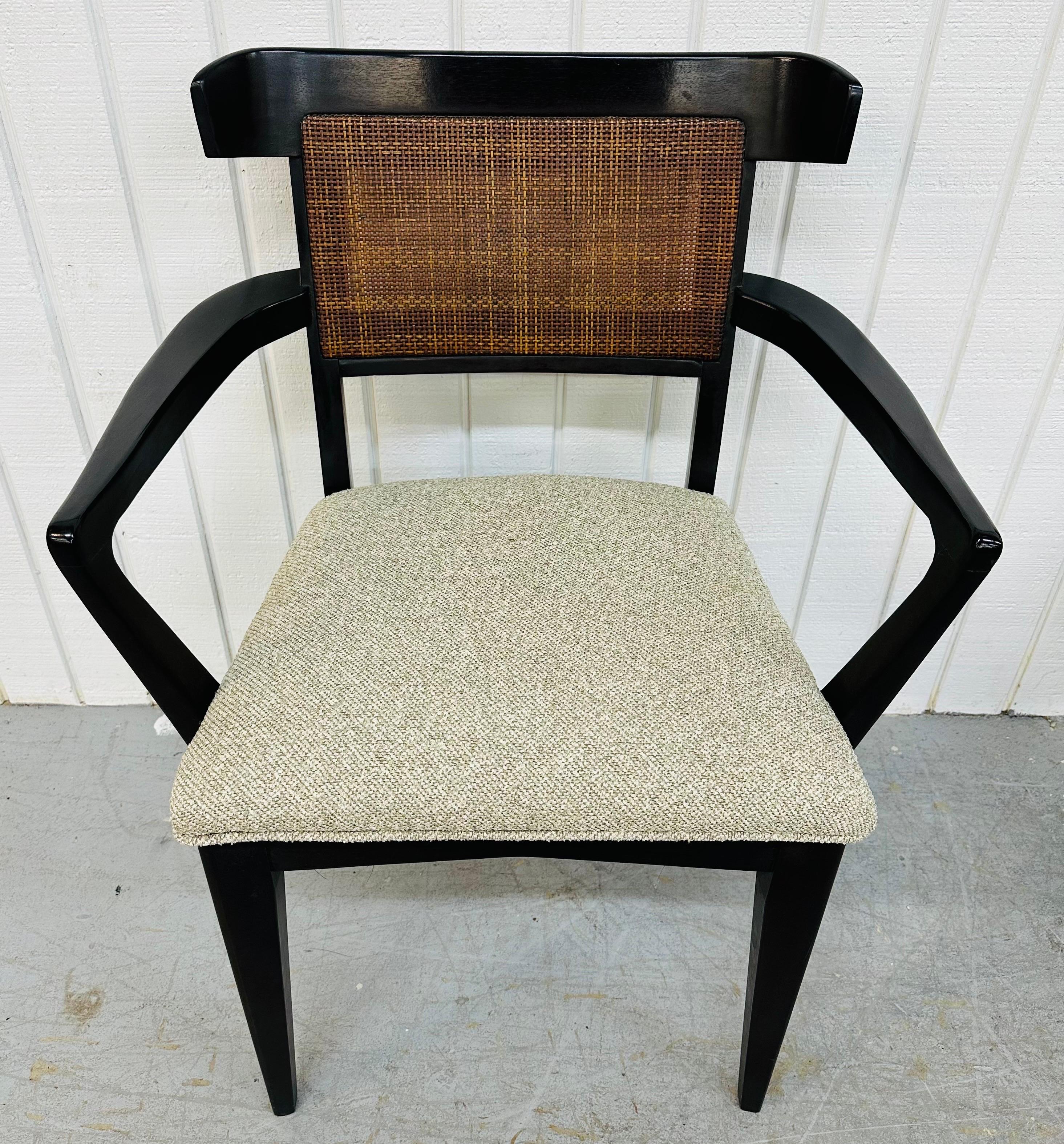 American Mid-Century Modern Dunbar Style Black Lacquered Dining Chairs - Set of 6
