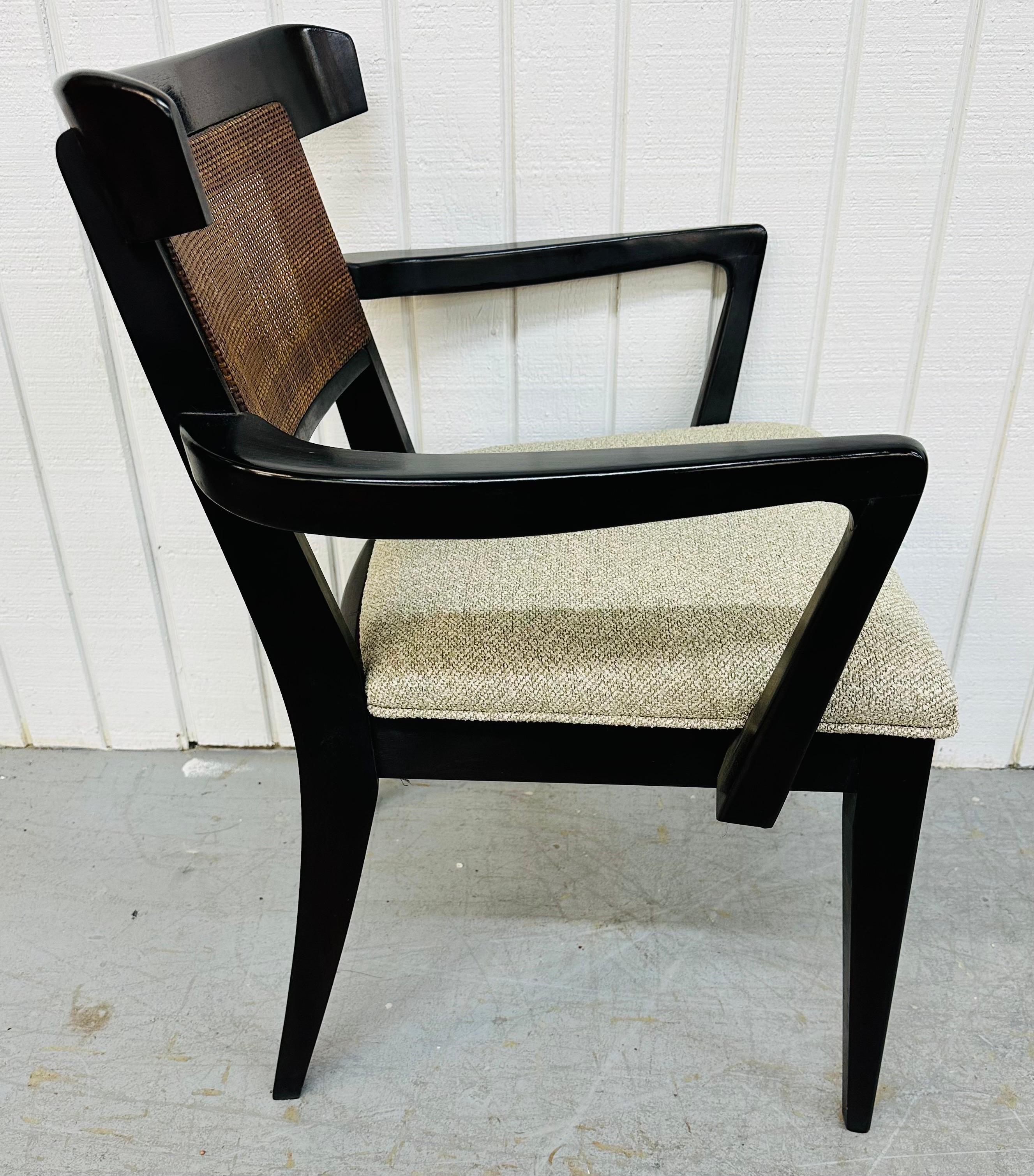Mid-Century Modern Dunbar Style Black Lacquered Dining Chairs - Set of 6 In Good Condition In Clarksboro, NJ