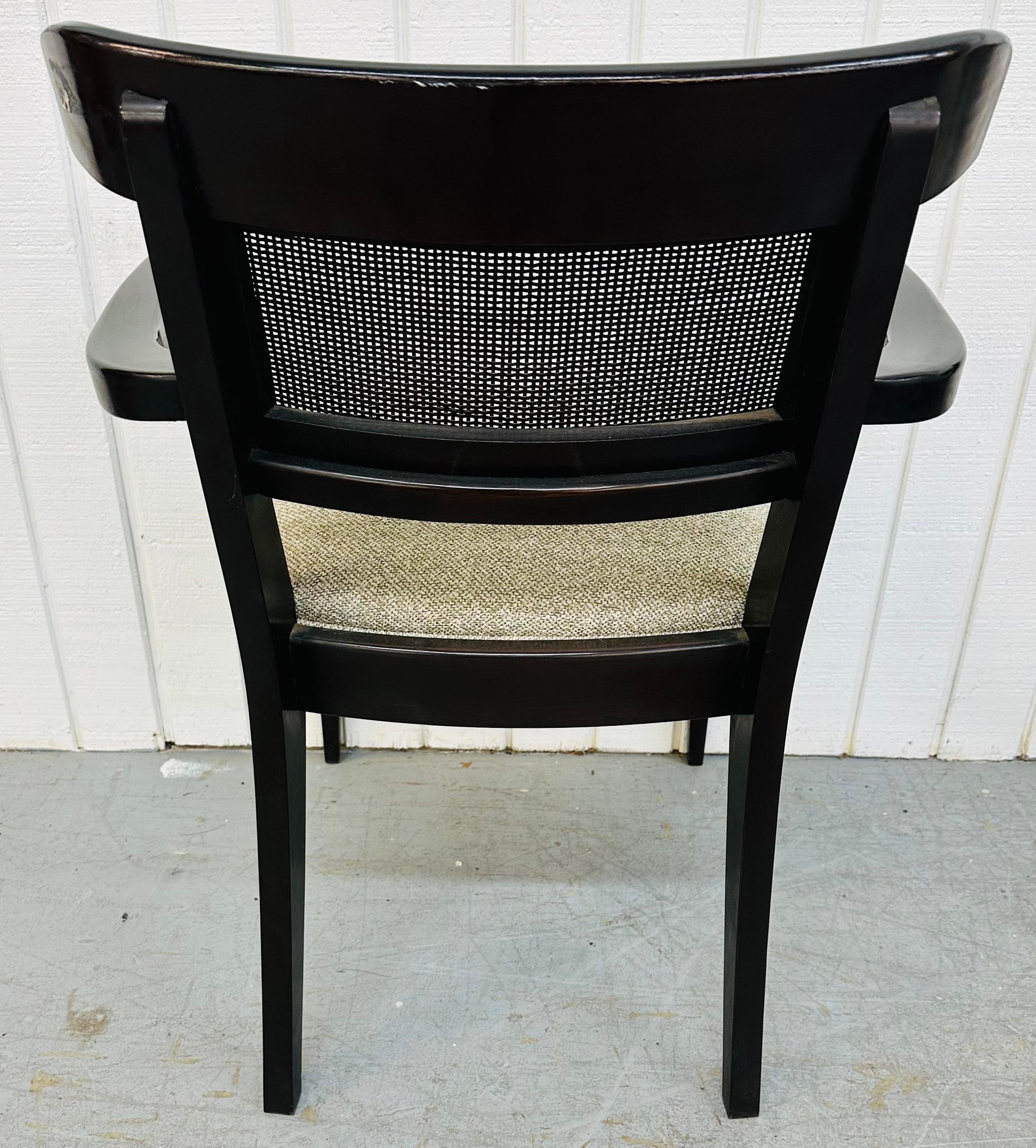 20th Century Mid-Century Modern Dunbar Style Black Lacquered Dining Chairs - Set of 6