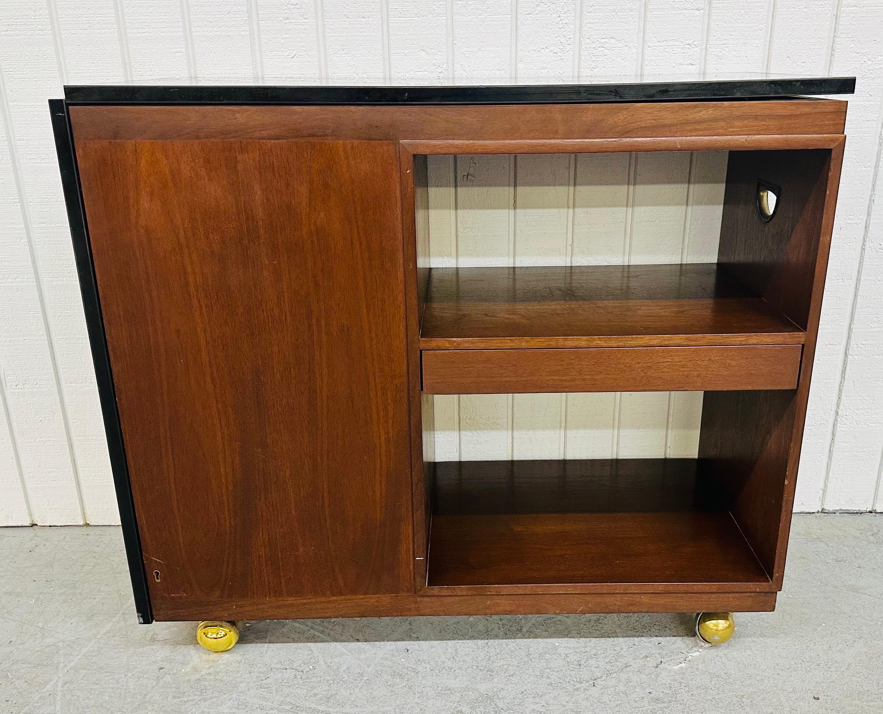 American Mid-Century Modern Dunbar Walnut Bar Cart For Sale