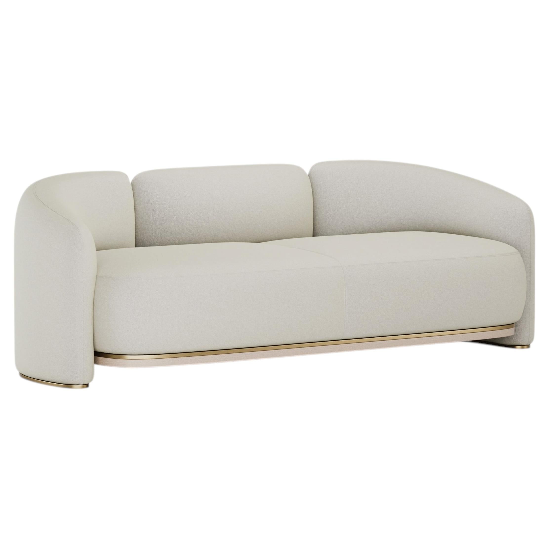 Modernes Dünensofa aus der Jahrhundertmitte, handgefertigt von Elbra Home aus weißem Stoff und Holz im Angebot
