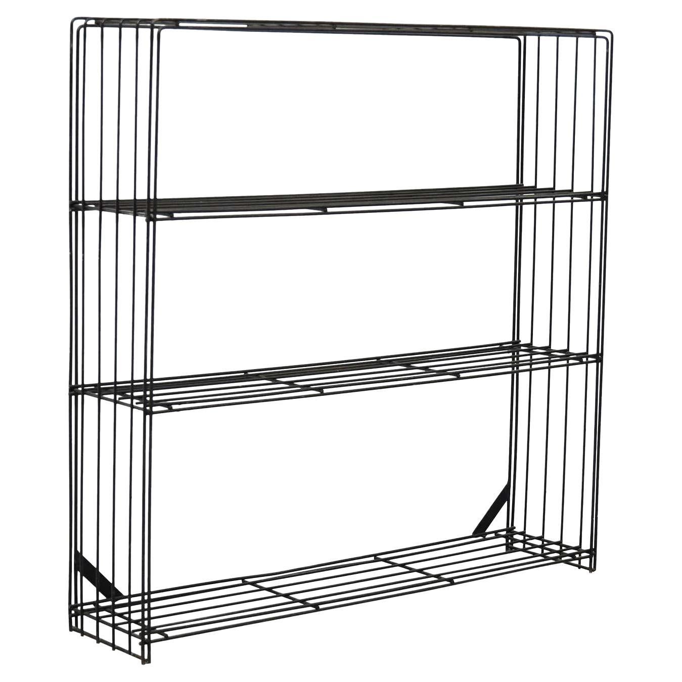 Mid-Century Modern Dutch Metal Minimalist Black Bookshelve, circa 1960