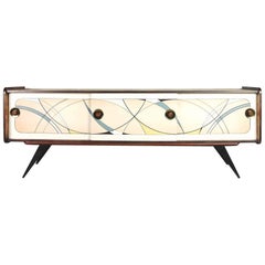 Mid-Century Modern Dutch Sideboard with Hand Painted Funky Pattern, 1960s