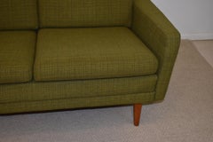 Mid-Century Modern Dux Green Tweed Four Cushion Sofa