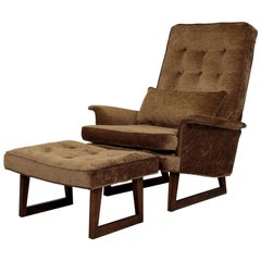 Mid-Century Modern Dux Lounge Armchair and Ottoman Danish Sculptural, 1970s