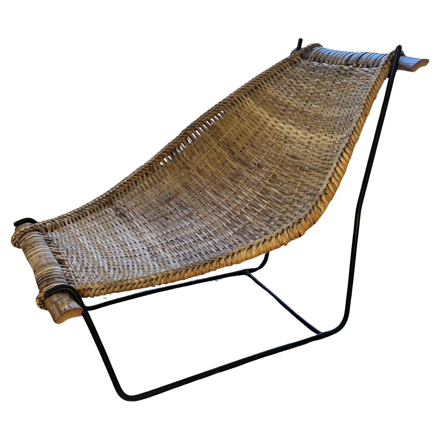 Sedia da salotto "Duyan" di John Risley, in rattan, ferro e Woods, USA