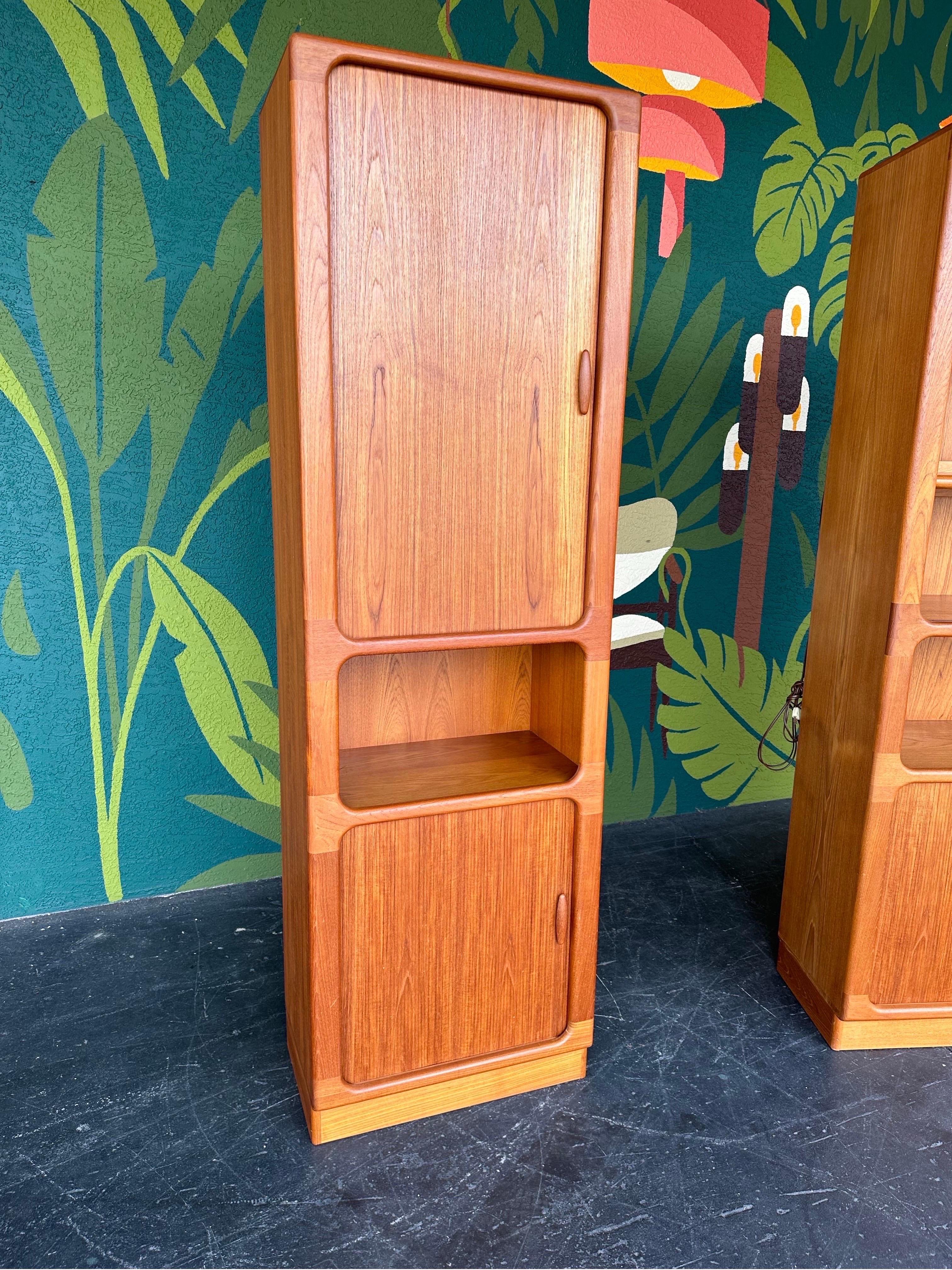 Mid Century Modern Dyrlund Danish Teak Bookcase Wall Unit, 2pc 2