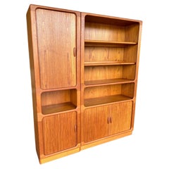 Vintage Mid Century Modern Dyrlund Danish Teak Bookcase Wall Unit, 2pc