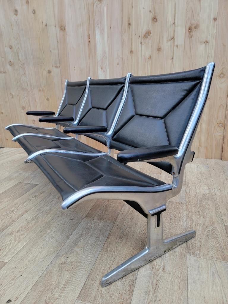 Mid-Century Modern Eames 3 Tandem Sling Airport Bench for Herman Miller 9