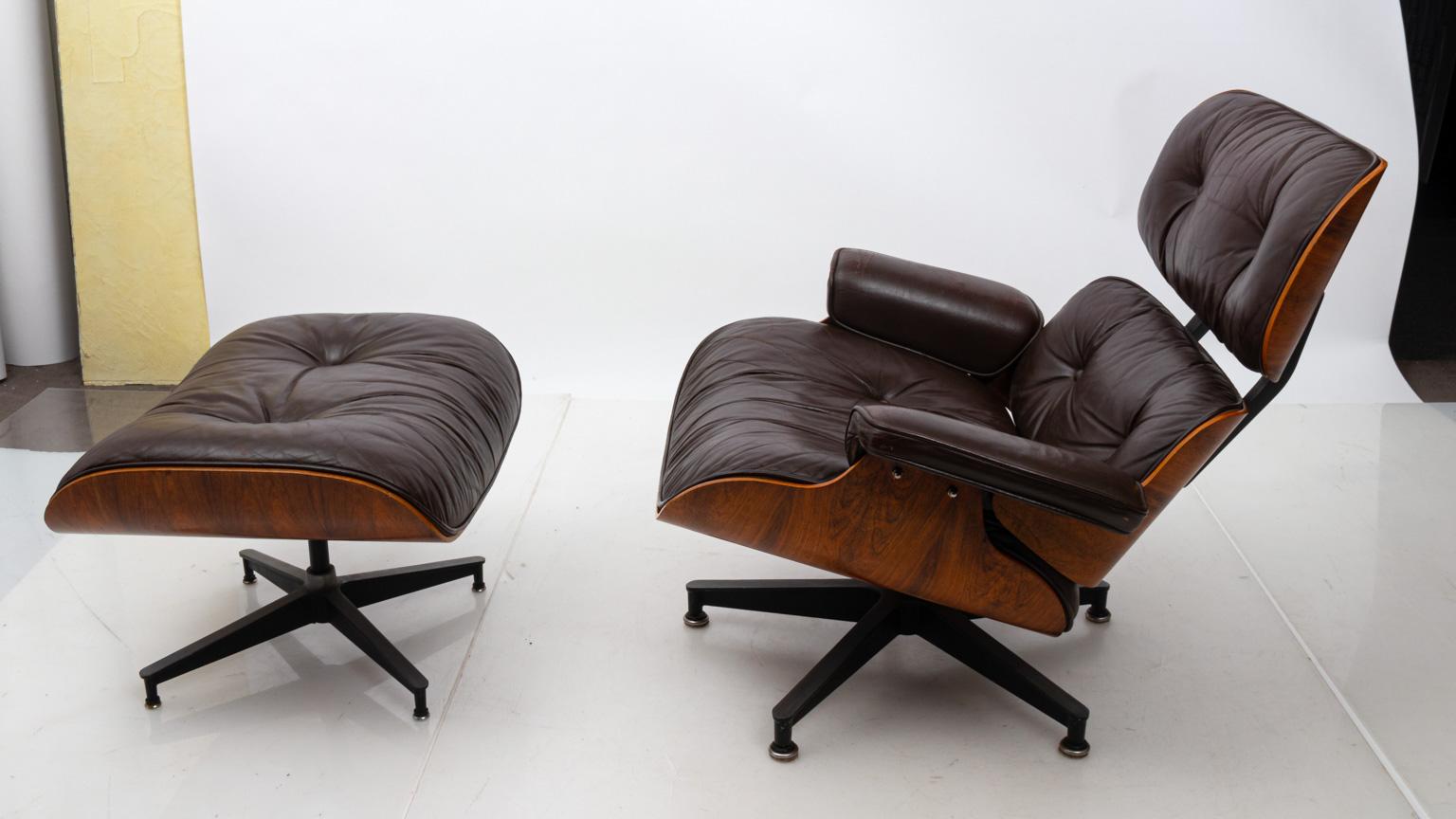 Mid-Century Modern Eames Chair and Ottoman In Good Condition In Stamford, CT