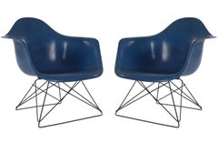 Mid-Century Modern Eames for Herman Miller Fiberglass Lounge Chairs Royal Blue