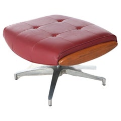 Mid Century Modern Eames for Miller Faux Leather, Wood & Chrome Ottoman C1950