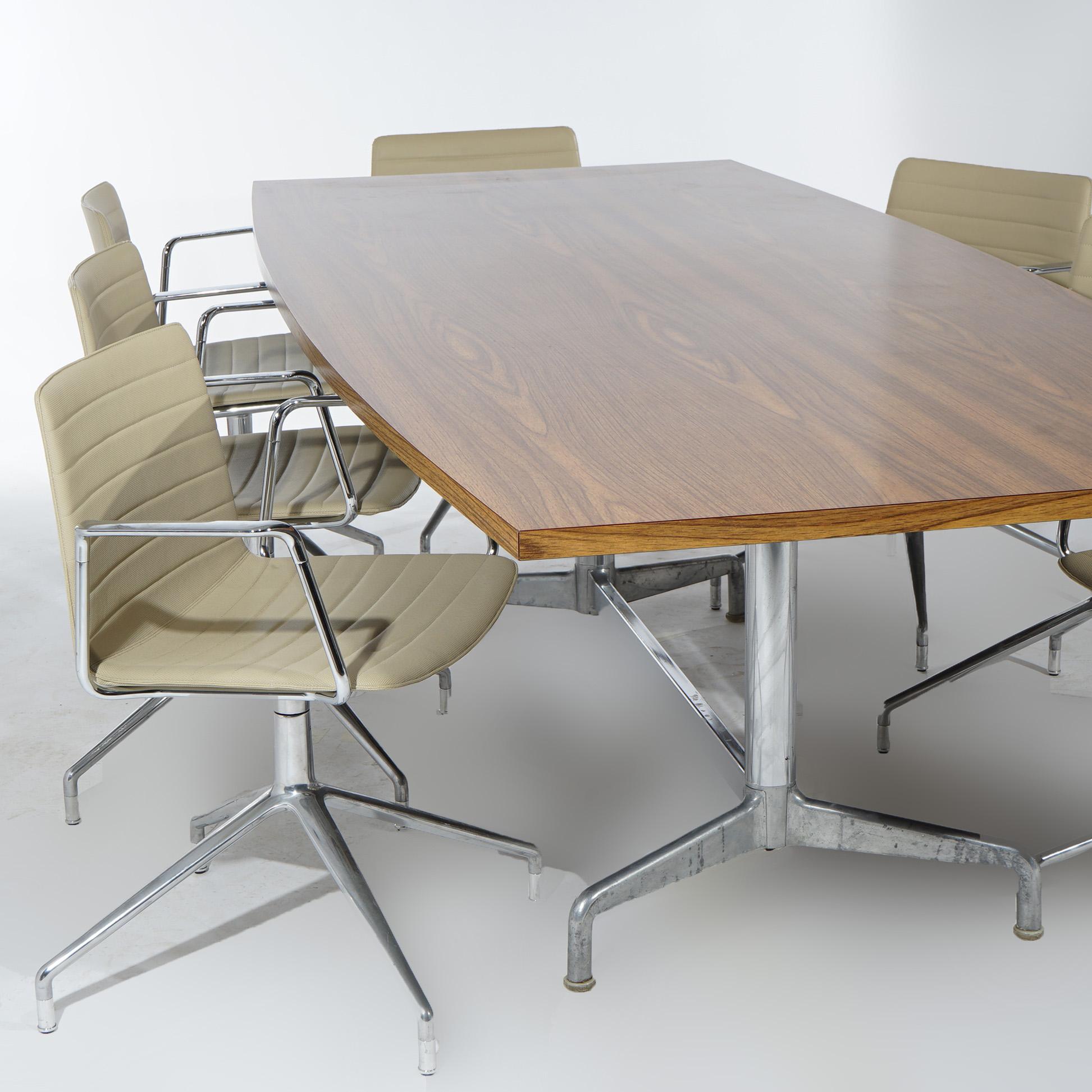 Aluminum Mid-Century Modern Eames for Miller Table & Swivel Chairs by Cazzaniga, 20th C