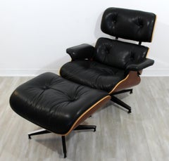 Mid-Century Modern Eames Herman Miller Classic Walnut Lounge Chair Ottoman 1980s