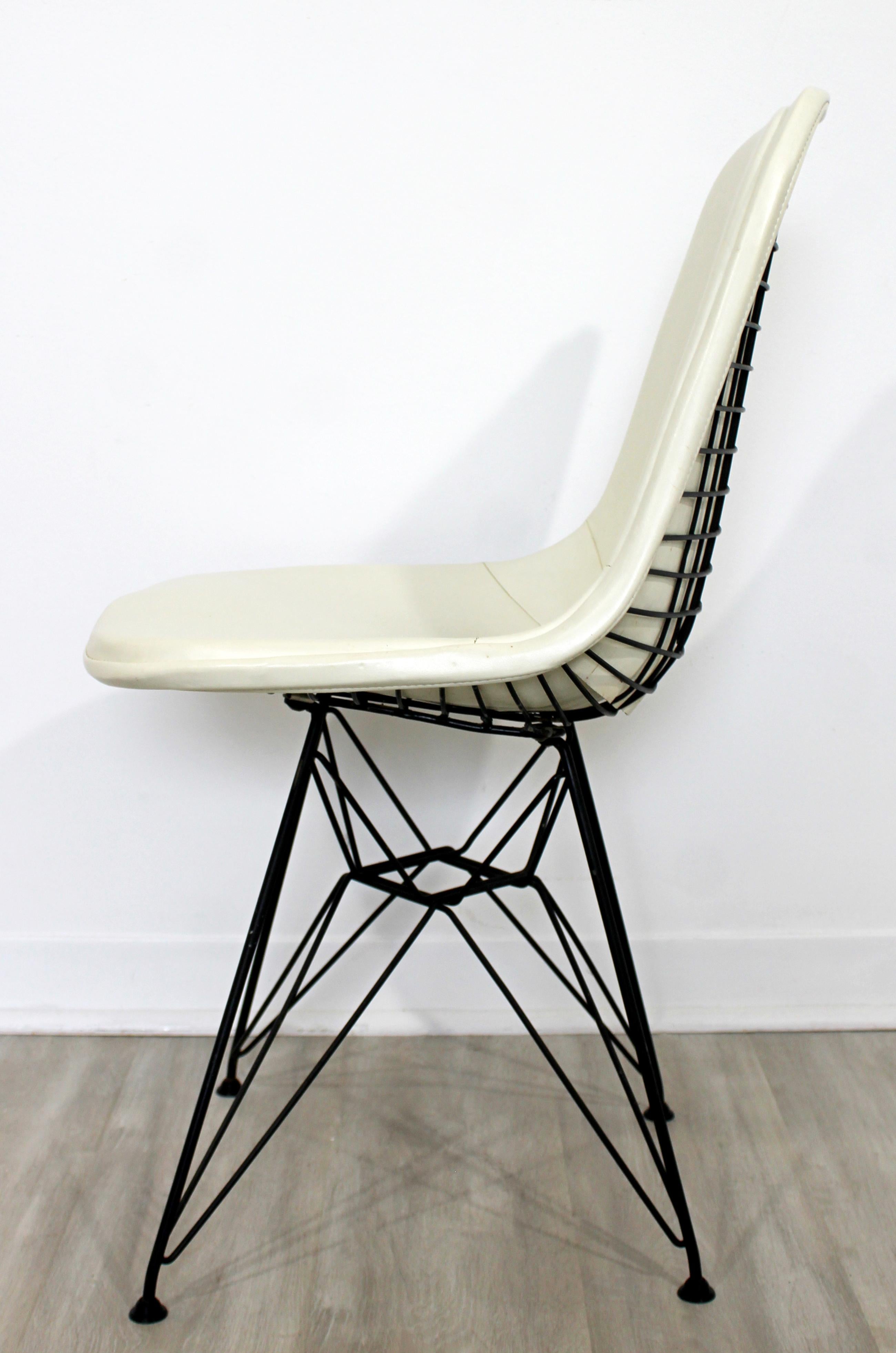 Mid-Century Modern Eames Herman Miller Eiffel Tower Leather DKR Side Chair 1960s In Good Condition In Keego Harbor, MI