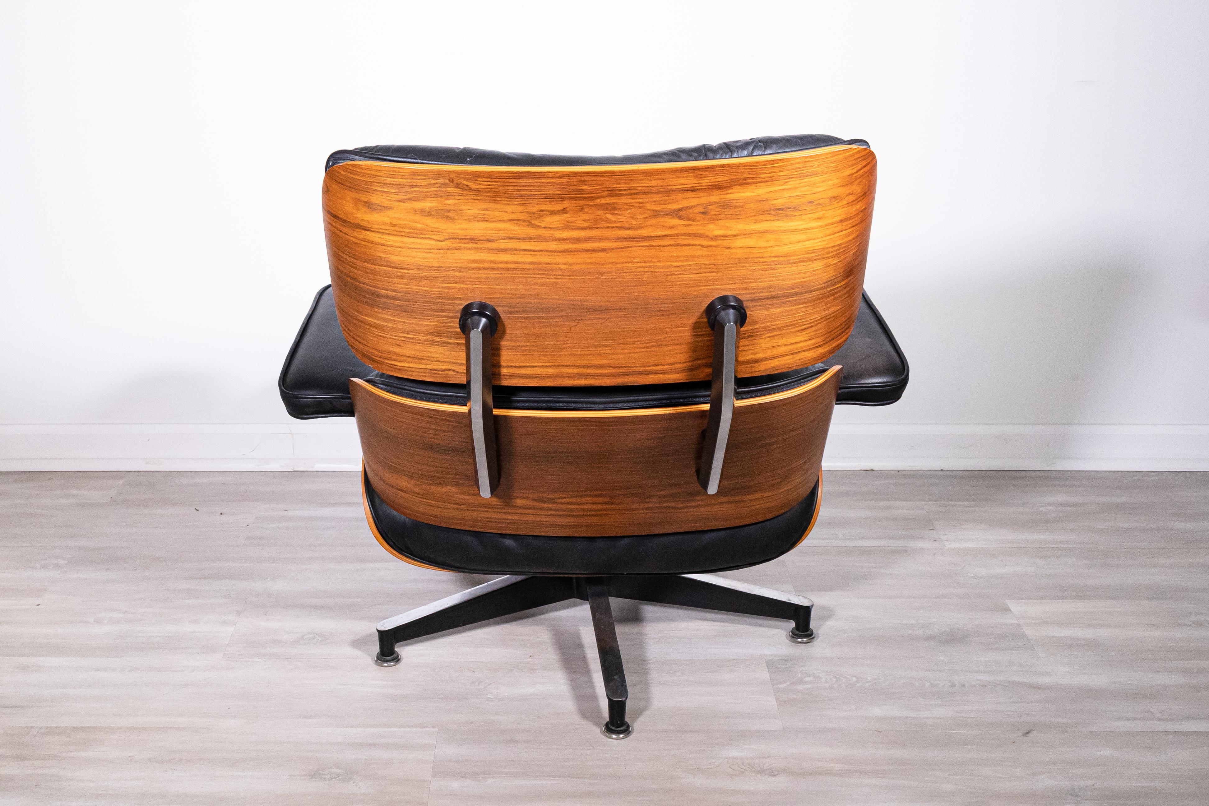 Late 20th Century Mid Century Modern Eames Herman Miller Rosewood Lounge Chair & Ottoman 1986