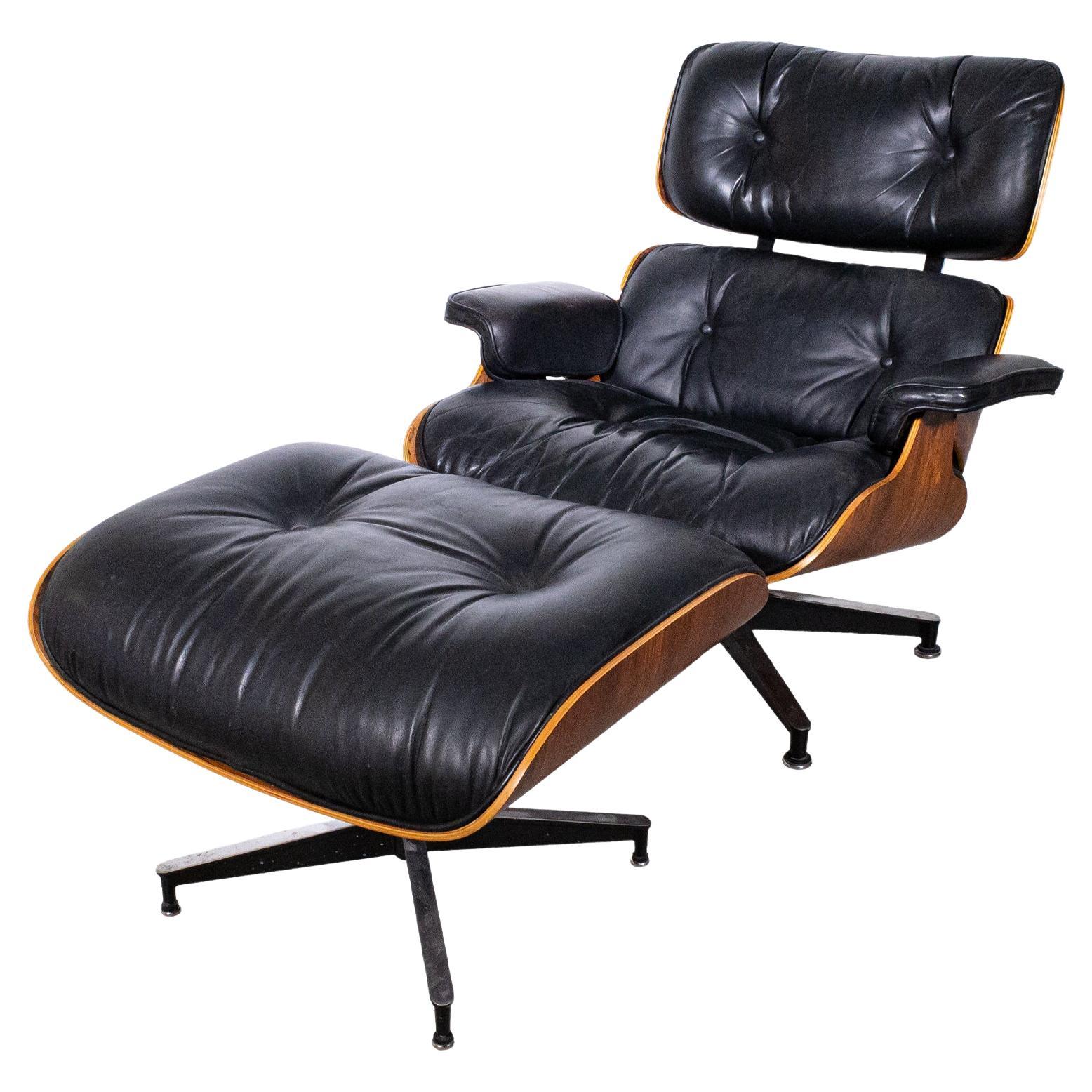 Mid Century Modern Eames Herman Miller Rosewood Lounge Chair & Ottoman 1986