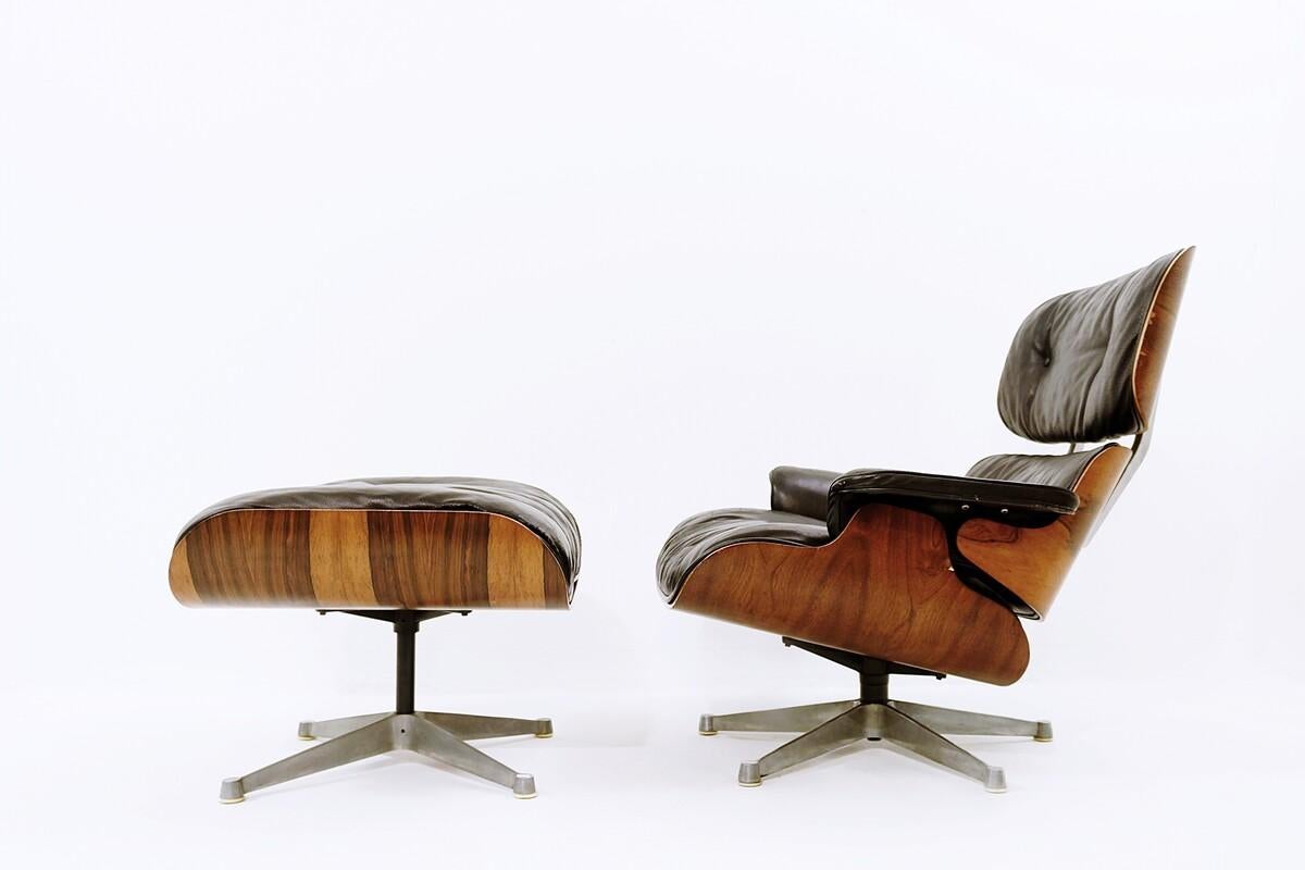 Mid-Century Modern eames lounge chair and ottoman.